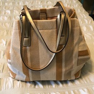 Kate Landry Nantucket Woven Contrast Stripe Tote